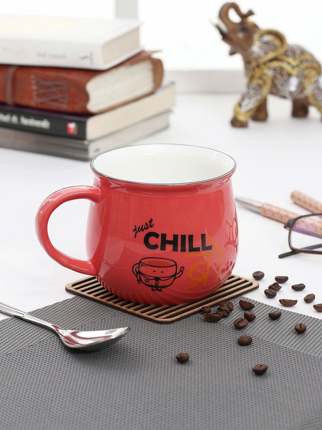 JCPL Red 2-Pieces Printed Porcelain Mugs Set Price in India
