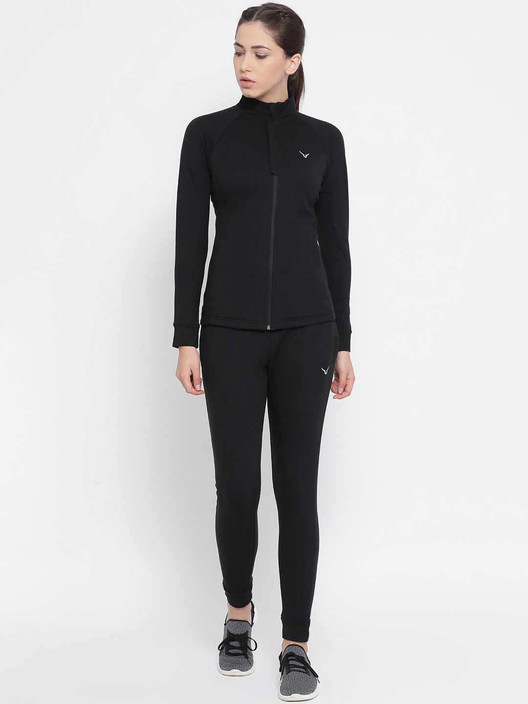 Invincible Women Black Solid Slim Fit Tracksuit Price in India