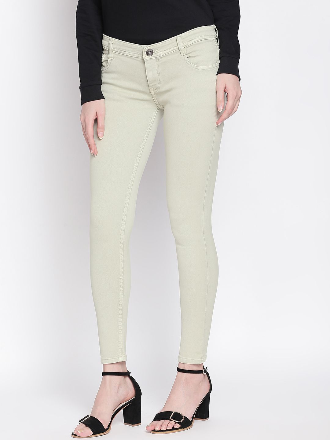 High Star Women Green Slim Fit Mid-Rise Clean Look Stretchable Jeans Price in India