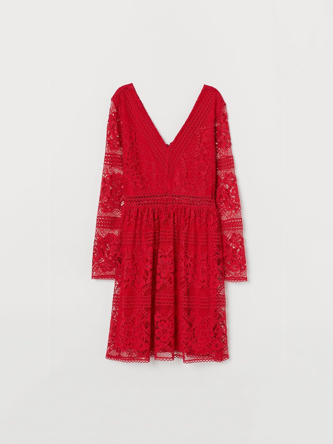Buy H&M Women Red Self-Design Lace V-Neck Dress - Dresses for Women  11060690 | Myntra