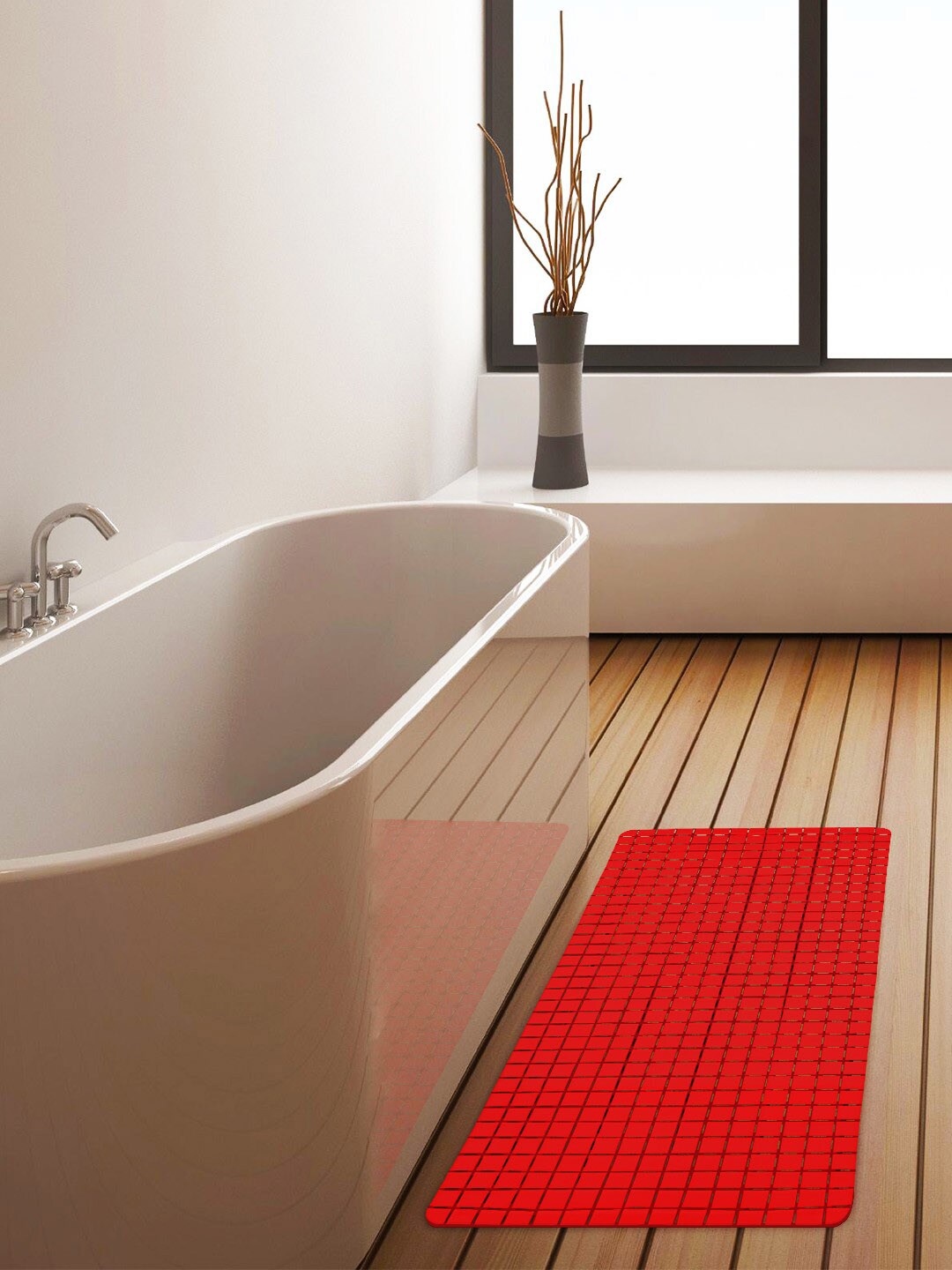 Story@Home Red Solid PVC Anti-Slip Shower Mat Price in India