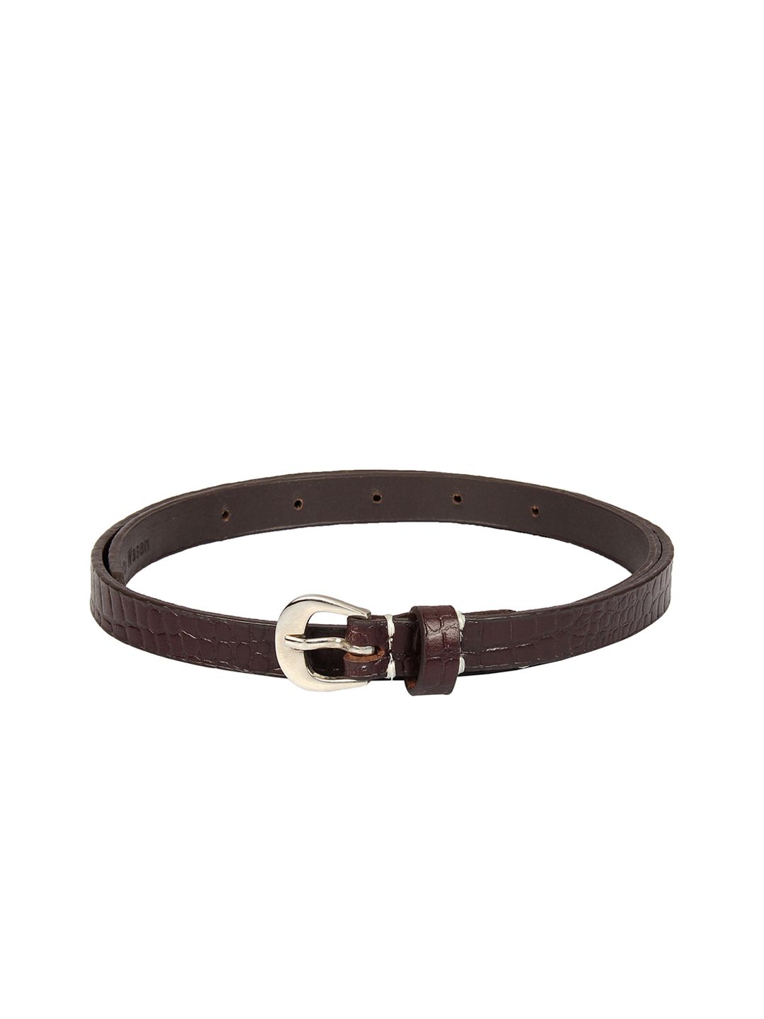 Aditi Wasan Women Brown Croc Textured Genuine Leather Belt Price in India