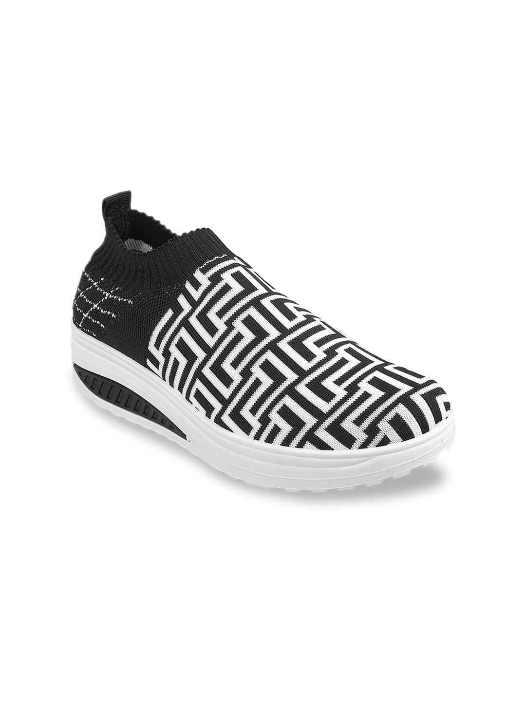 WALKWAY by Metro Women Black & White Printed Slip-On Sneakers Price in India