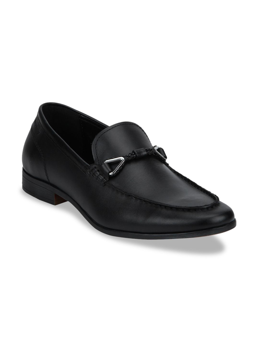 Red Tape Men Black Solid Formal Leather Loafers