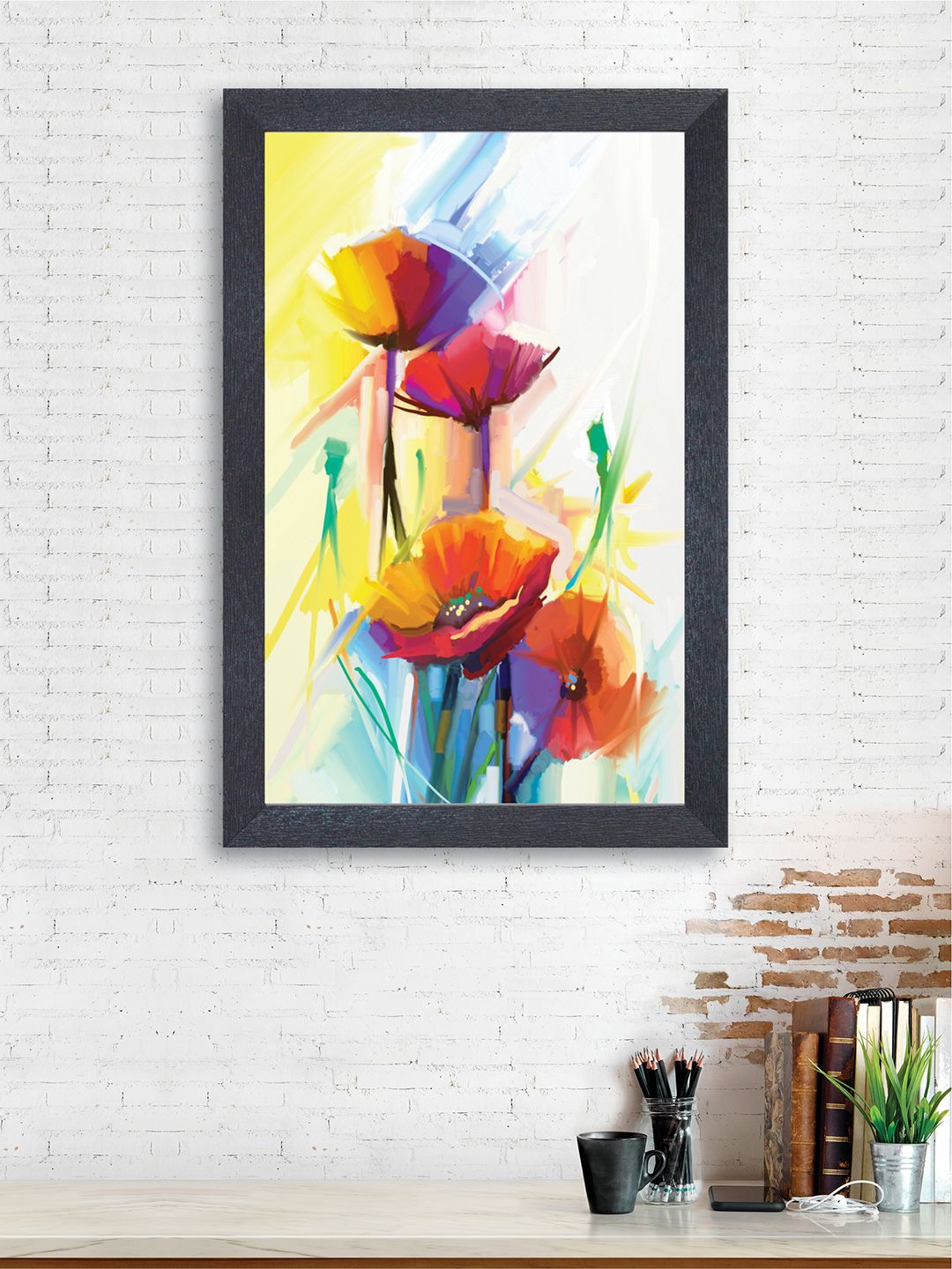 nest ART Multicoloured Watercolor Floral Framed Wall Art Price in India