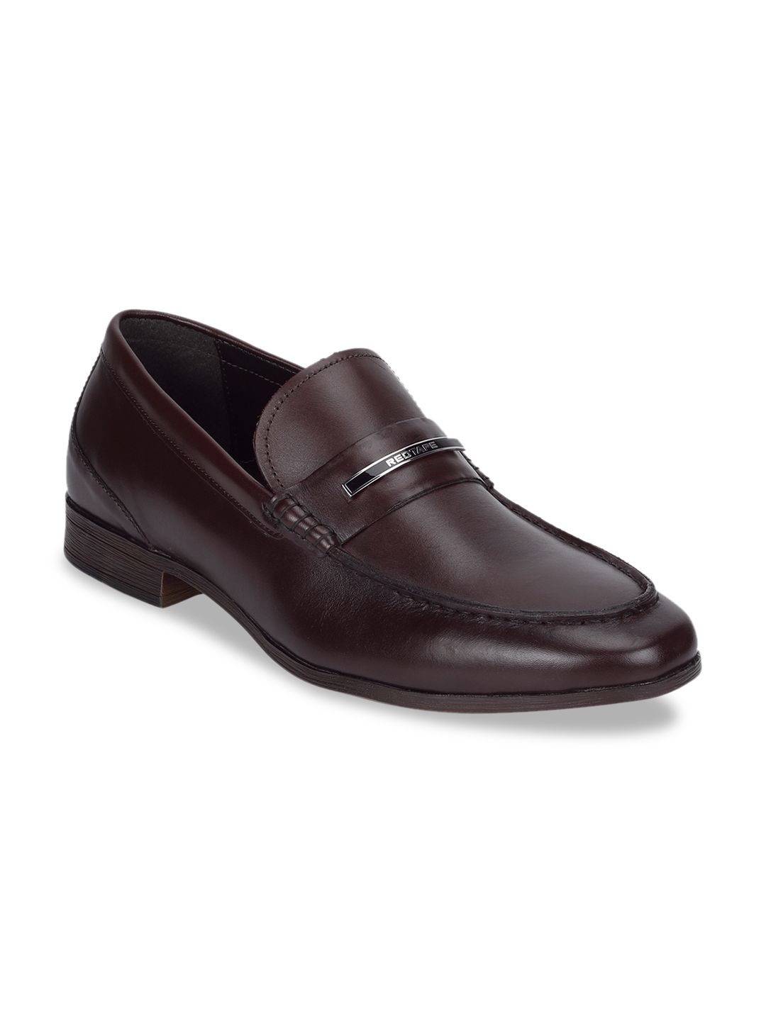 Red Tape Men Burgundy Solid Formal Leather Loafers