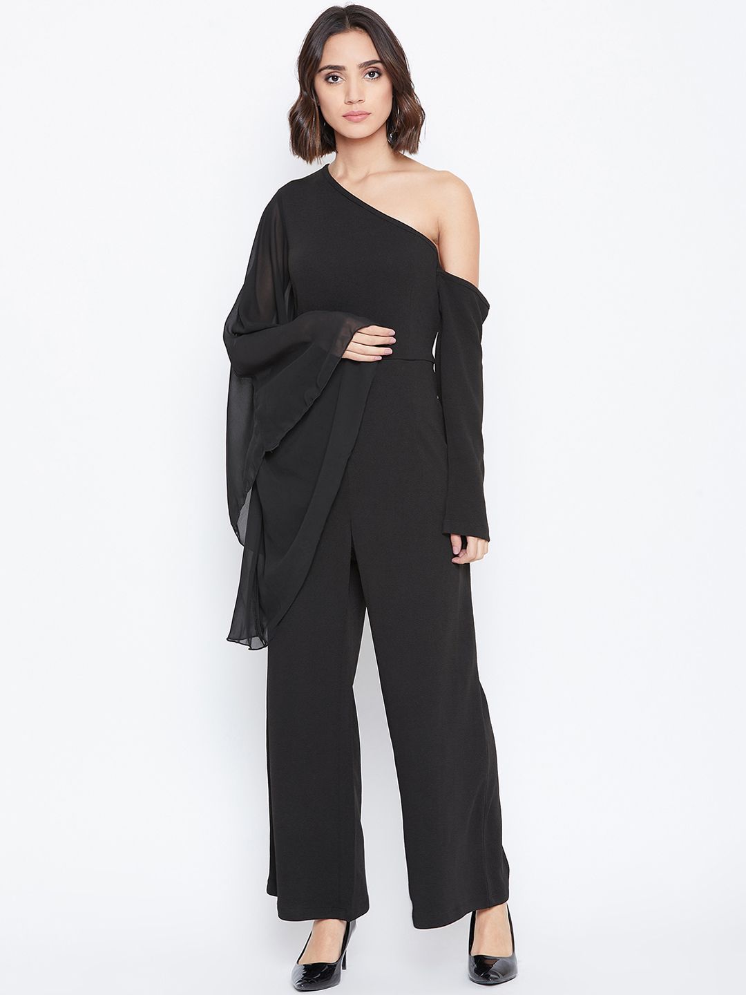 Zastraa Women Black Solid Basic Jumpsuit Price in India