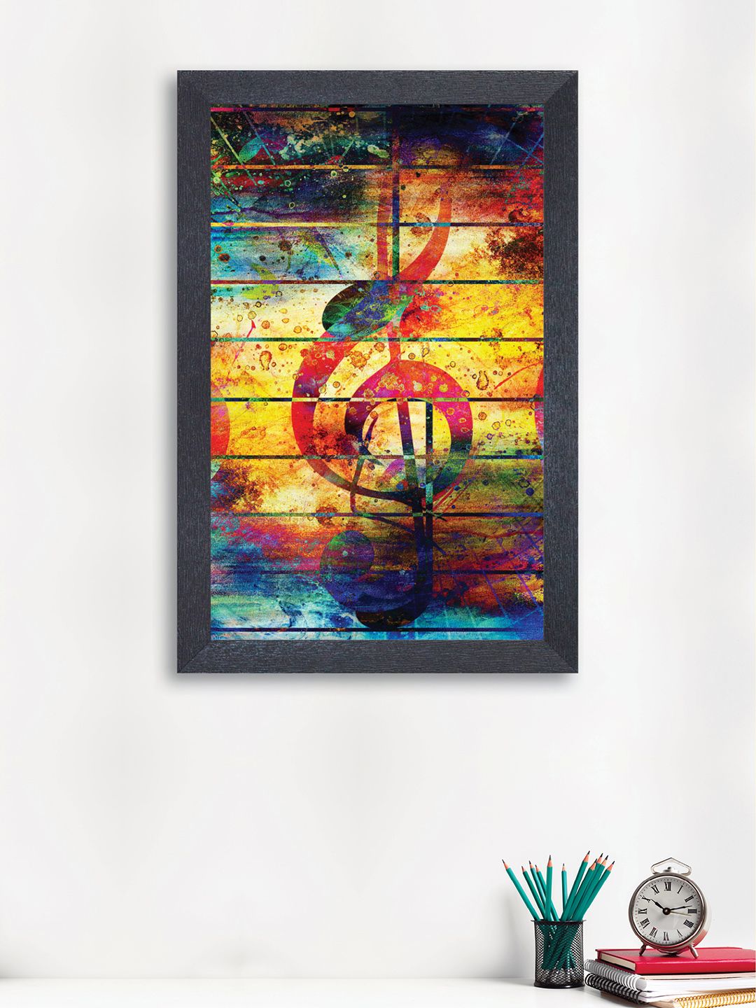 nest ART Yellow and Blue Abstract Artwork Framed Wood Wall Art Price in India