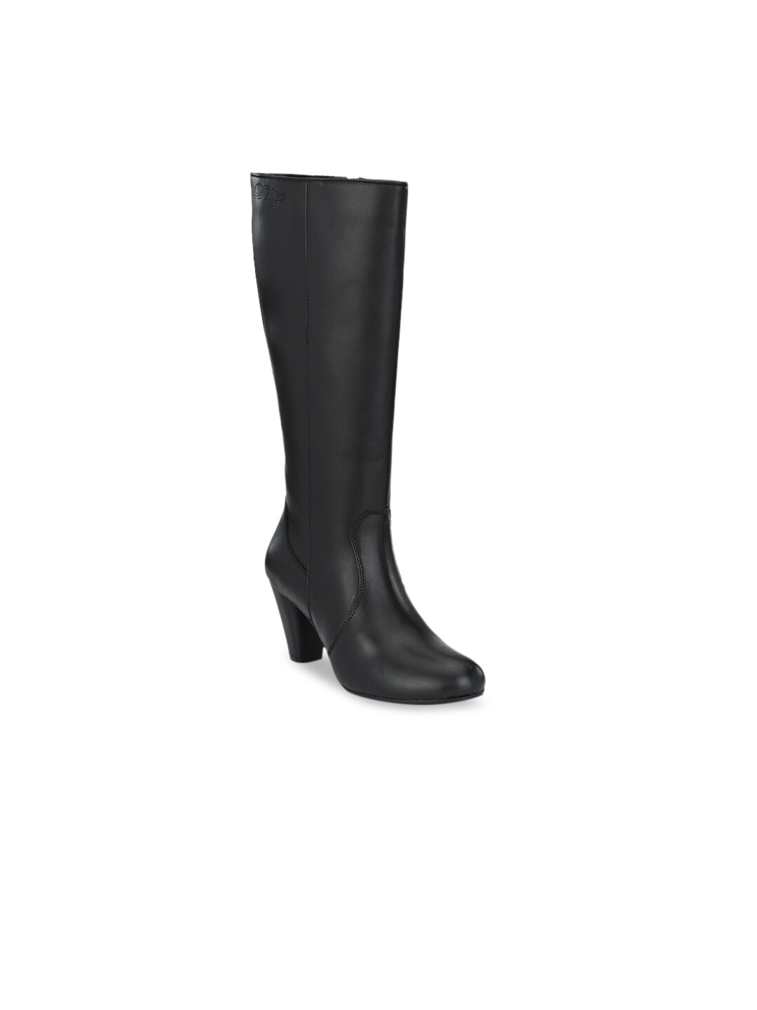 Delize Women Black Solid High-Top Heeled Boots Price in India