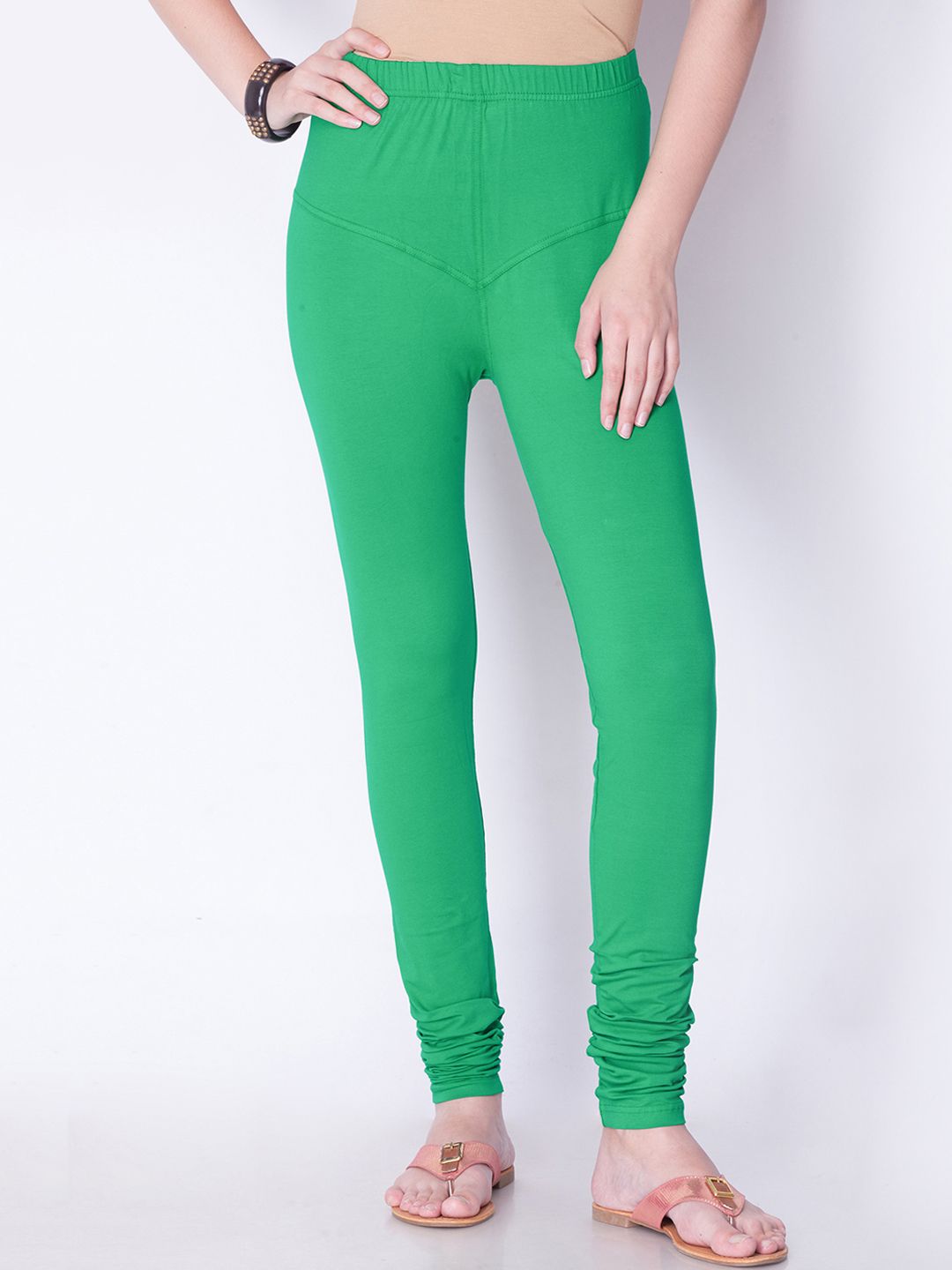 Dollar Missy Women Green Solid Churidar Length Leggings Price in India