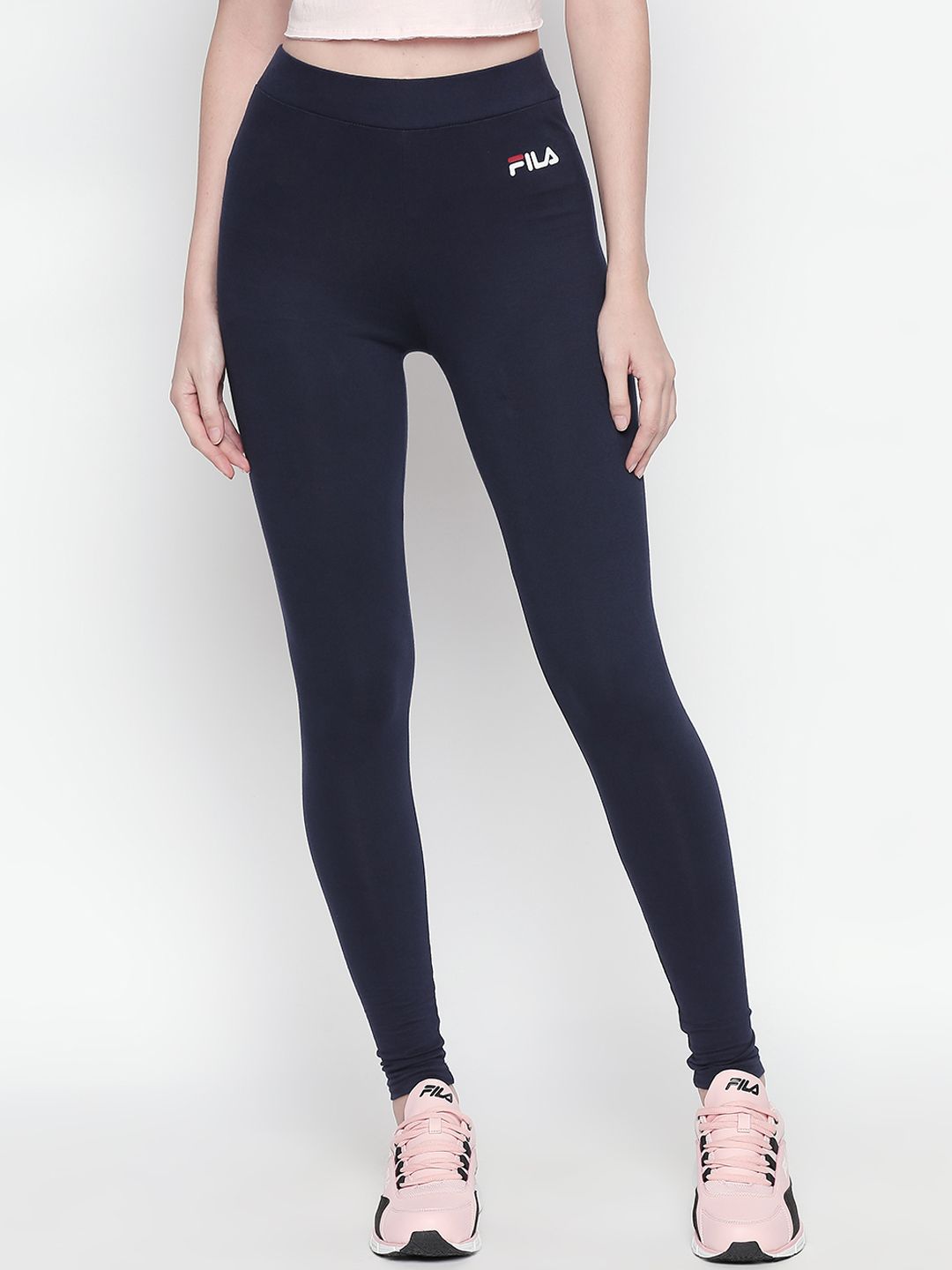 FILA Women Navy Blue Solid Tights Price in India