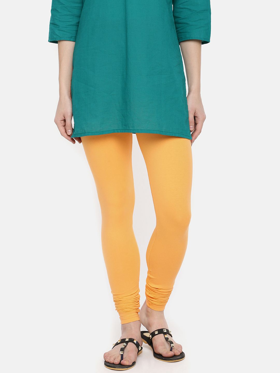 Dollar Missy Women Mustard Yellow Solid Churidar Length Leggings Price in India