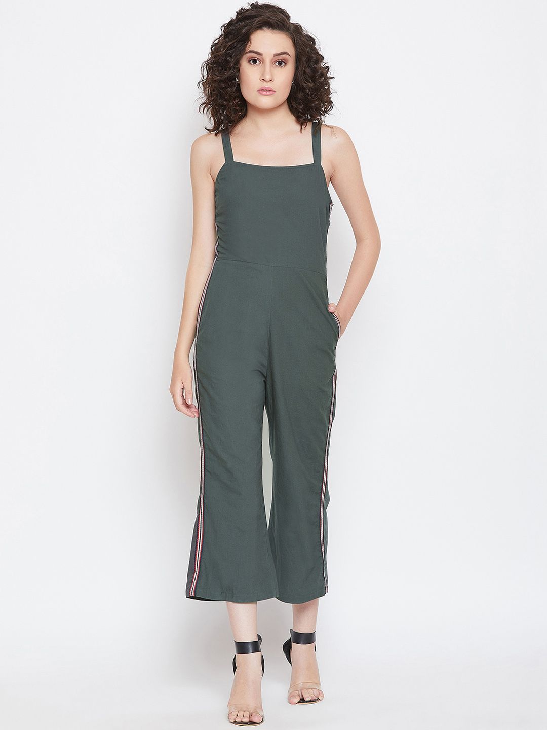 LUCERO Women Green Solid Culotte Jumpsuit Price in India