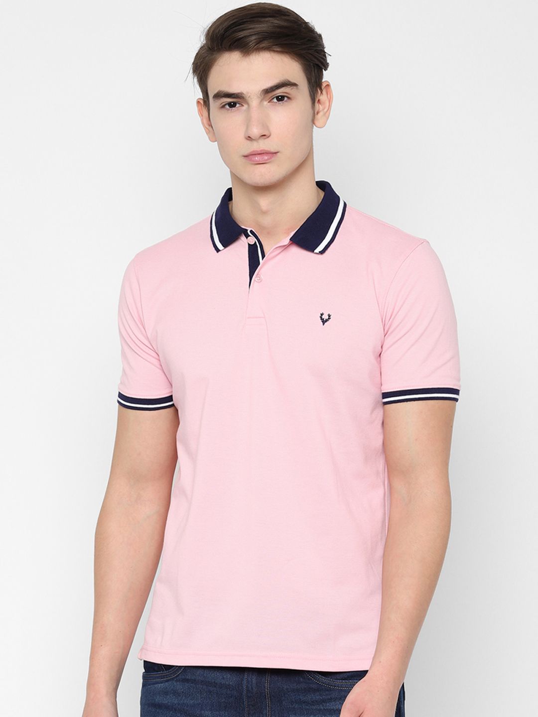 Allen Solly Men Pink Solid Polo Collar T-shirt