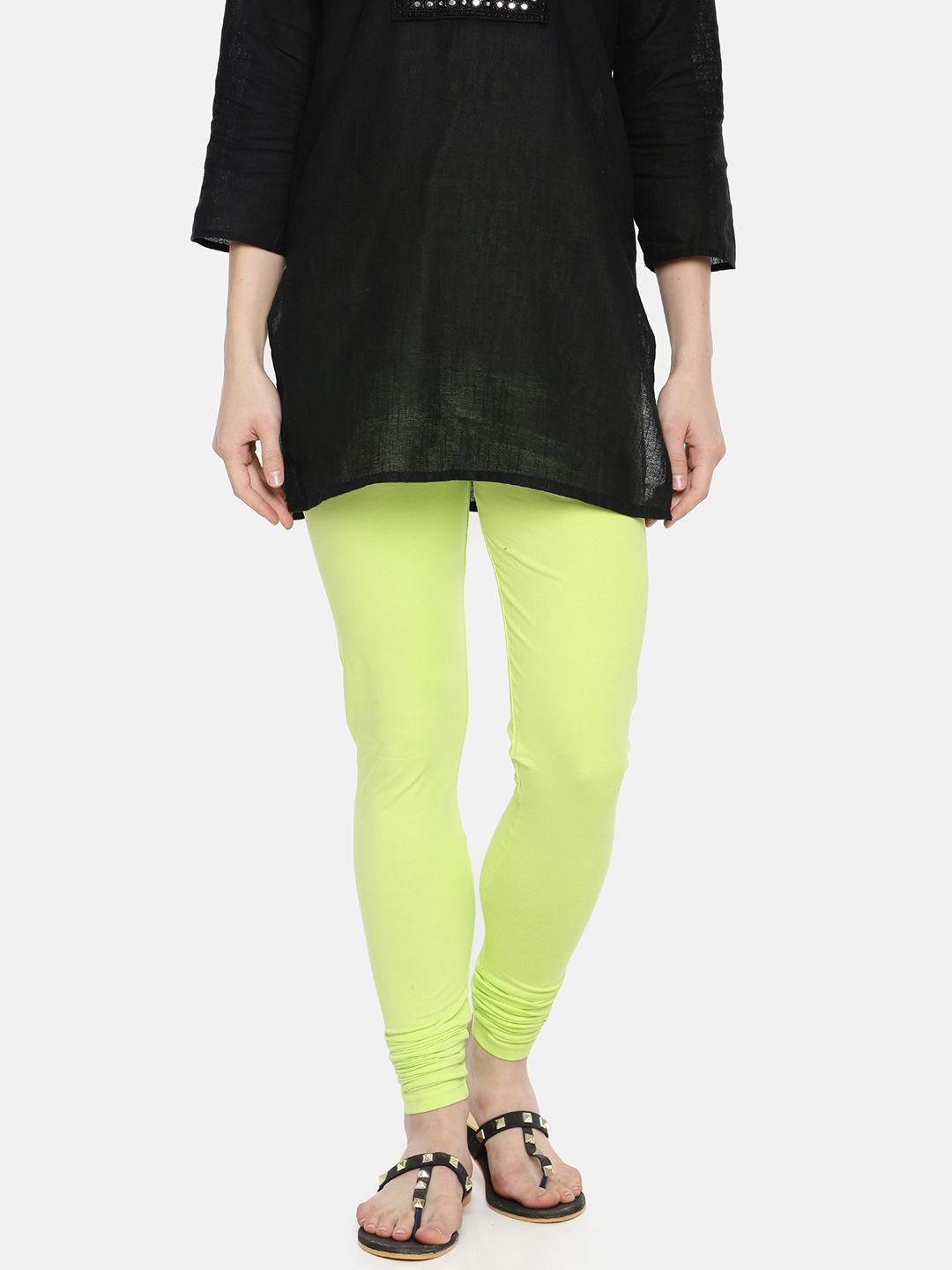 Dollar Missy Women Lime Green Solid Churidar Length Leggings Price in India