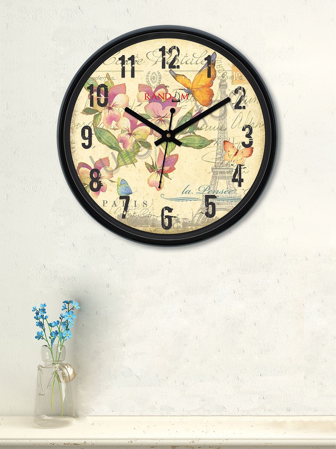 RANDOM Cream-Coloured Round Printed Analogue Wall Clock Price in India