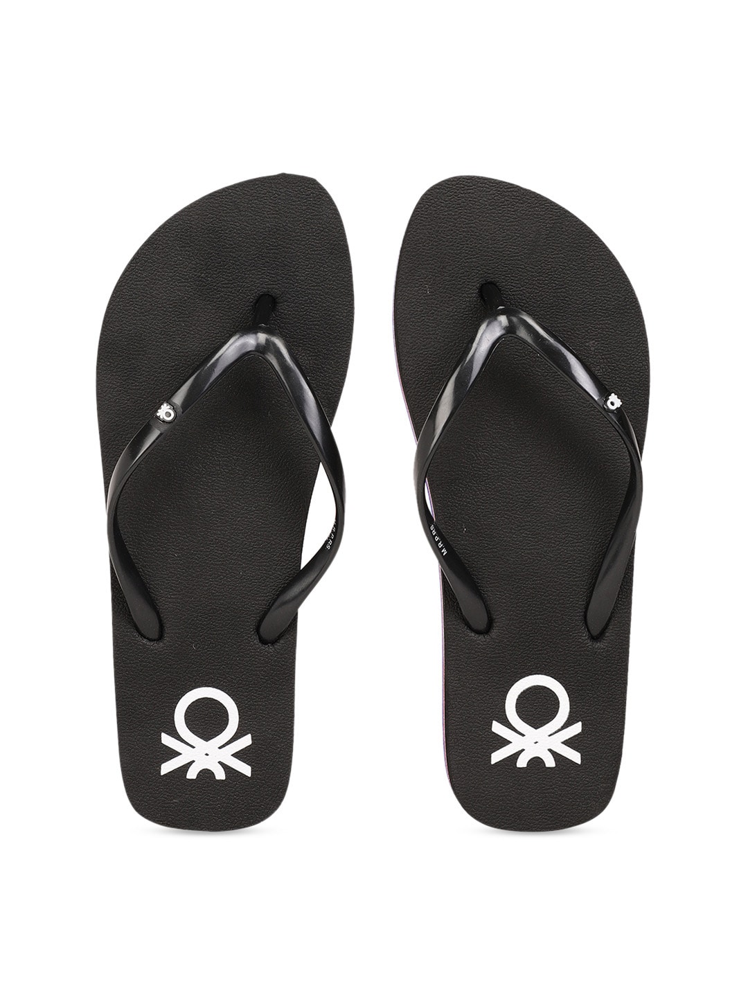 United Colors of Benetton Women Black Solid Thong Flip-Flops Price in India