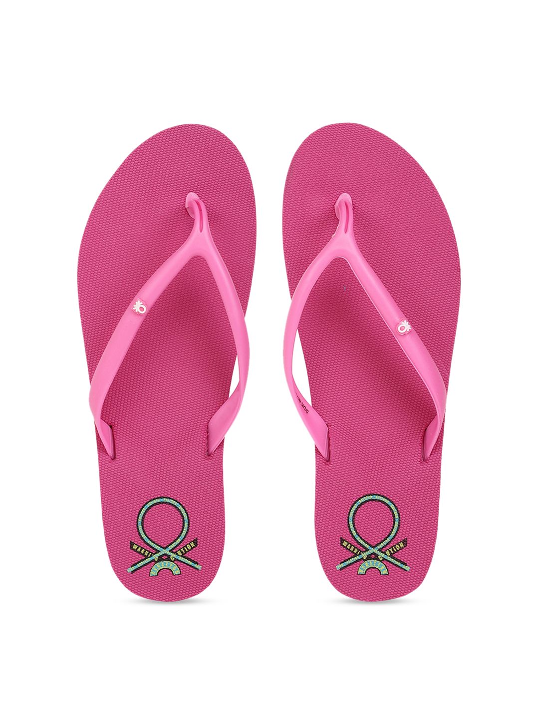 United Colors of Benetton Women Pink Solid Thong Flip-Flops Price in India