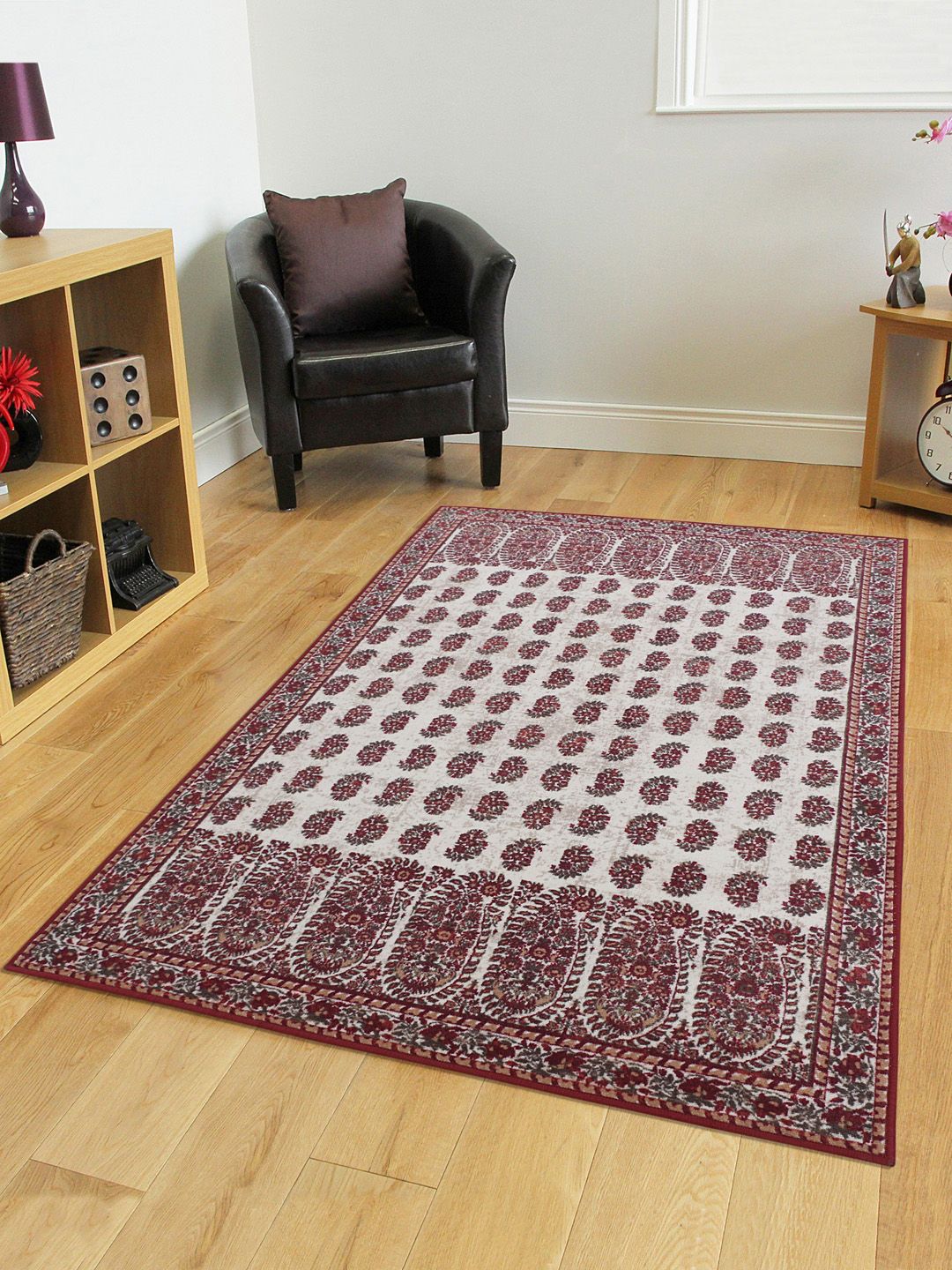 RUGSMITH Red & White Patterned Anti-Skid Carpet Price in India