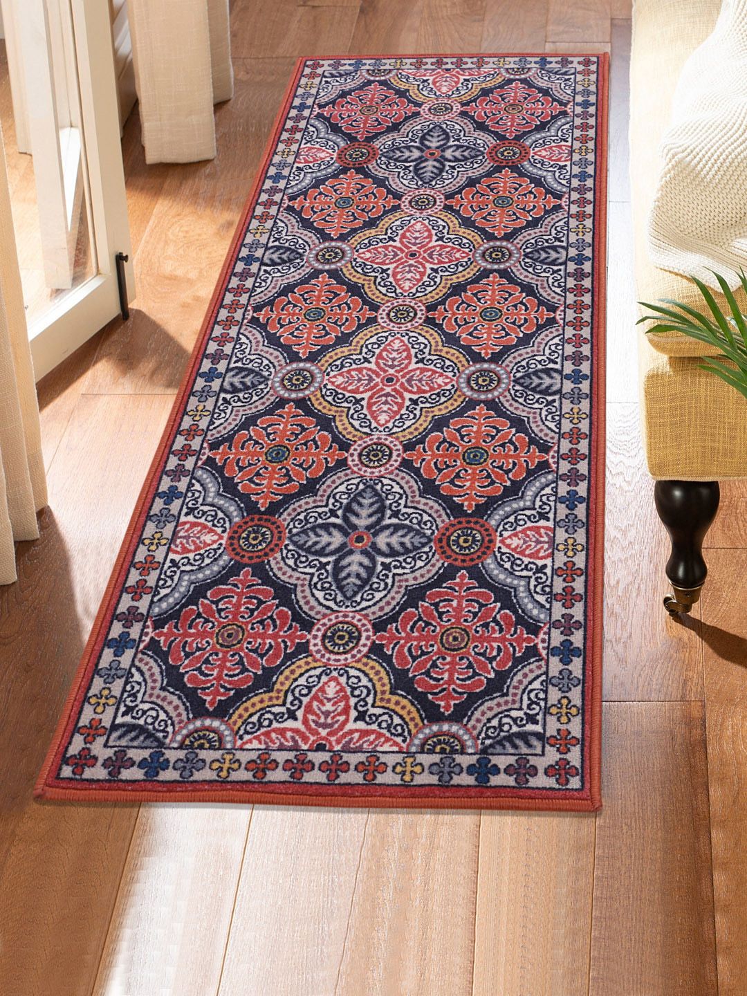 RUGSMITH Multicoloured Printed Anti-Skid Floor Runner Price in India