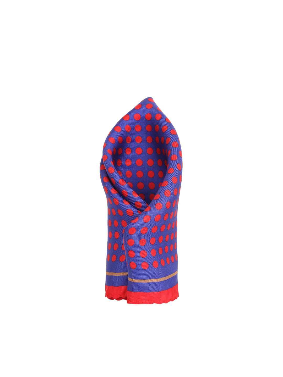 Alvaro Castagnino Blue & Red Printed Silk Pocket Square