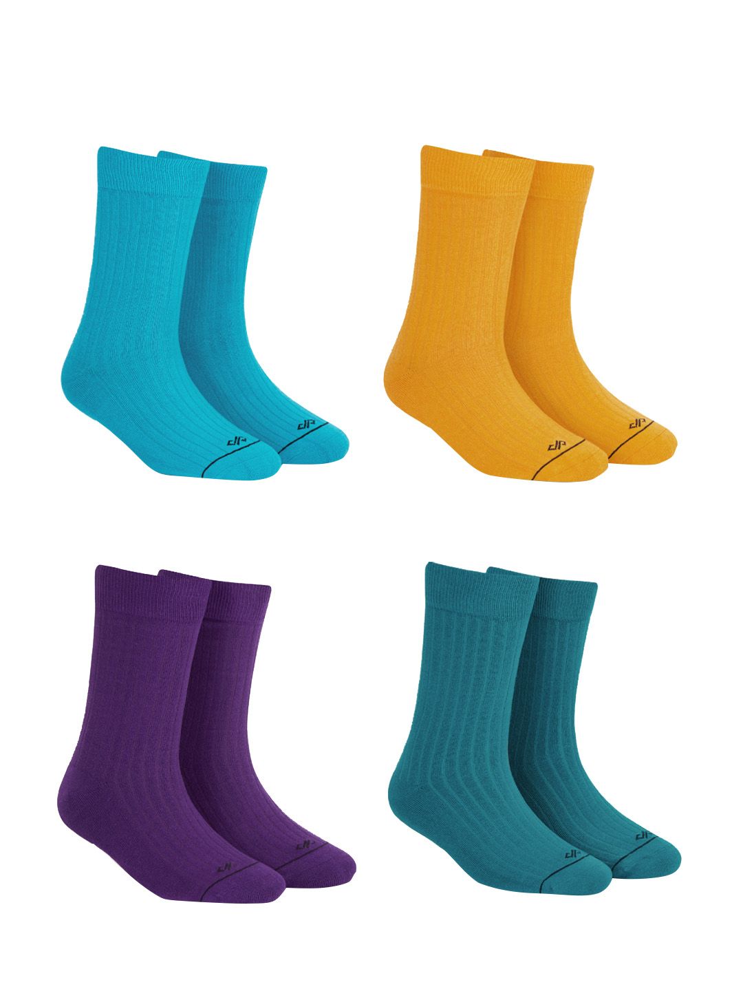 Dynamocks Unisex Pack of 4 Solid Calf-Length Socks