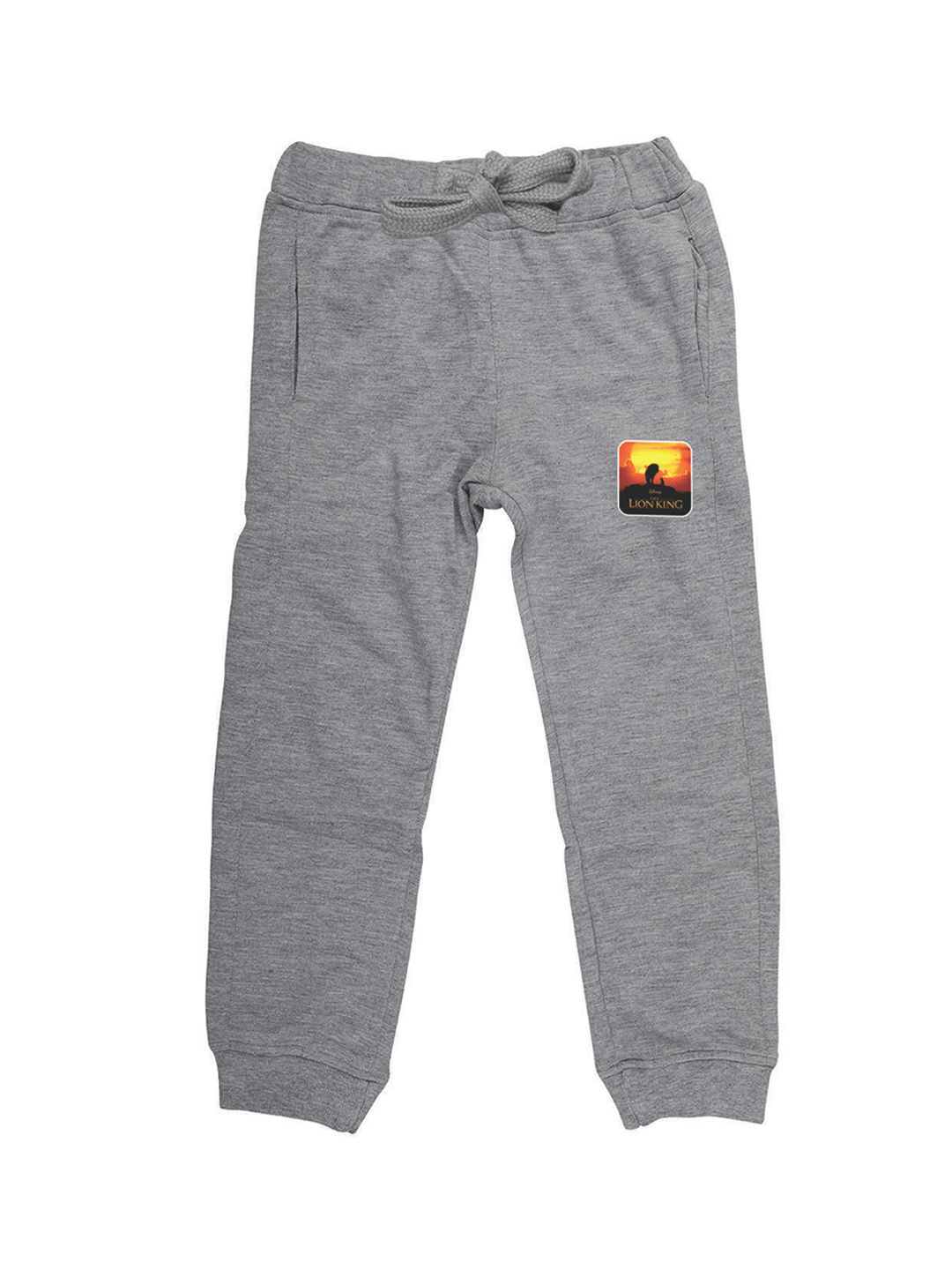Disney by Wear Your Mind Kids Grey Melange Solid Pure Cotton Joggers