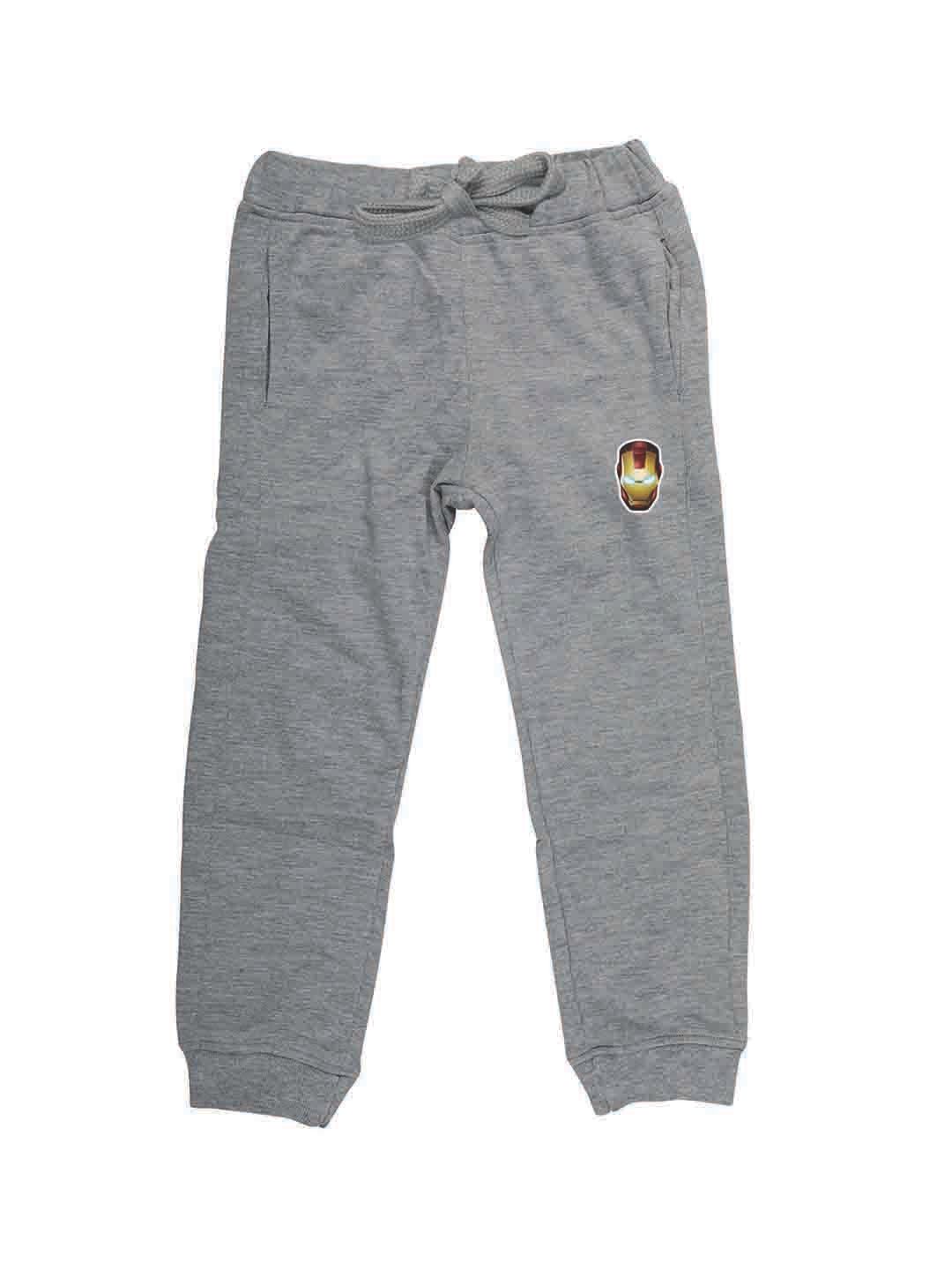 Marvel by Wear Your Mind Kids Grey Melange Solid Pure Cotton Joggers