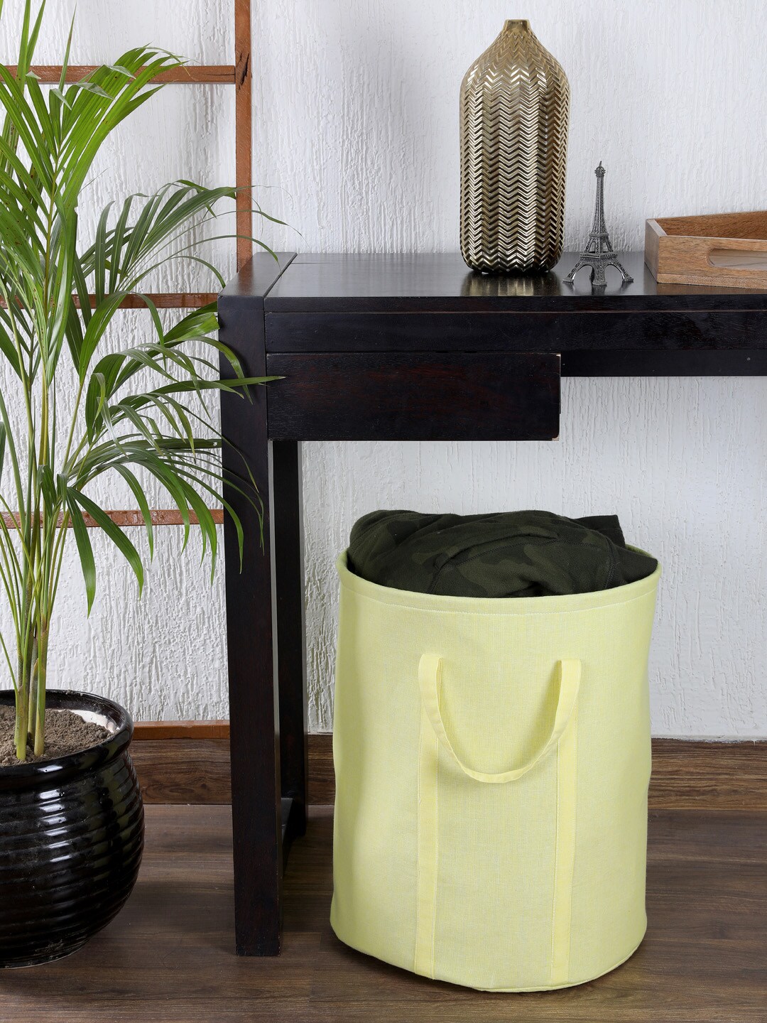 My Gift Booth Yellow Solid Chambray Laundry Bag Price in India