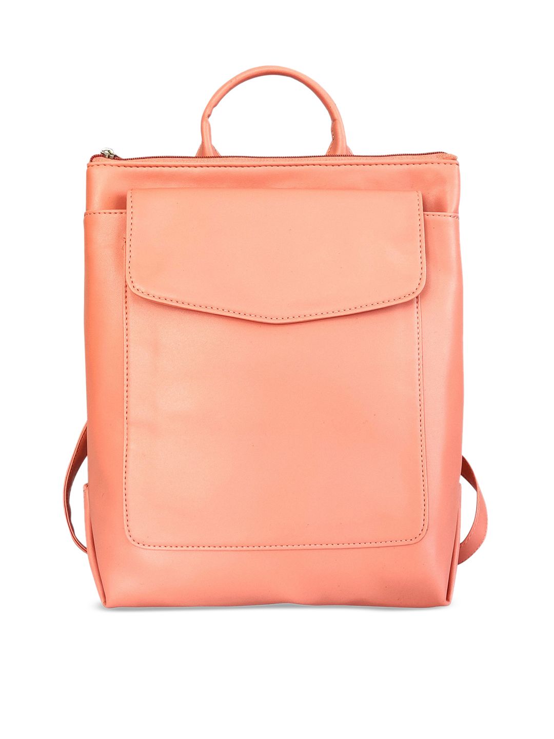 Toteteca Women Peach-Coloured Solid Backpack Price in India