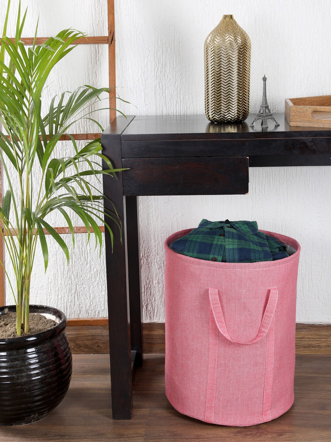 My Gift Booth Pink Solid Chambray Laundry Bag Price in India