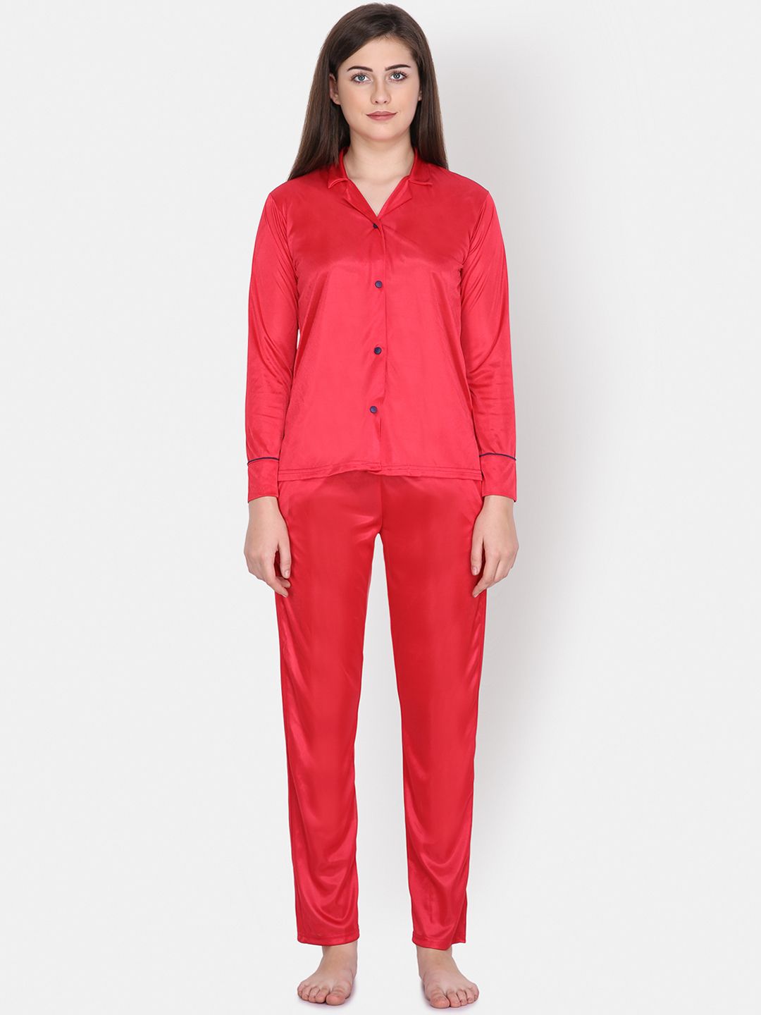 Klamotten Women Red Solid Nightsuit Price in India