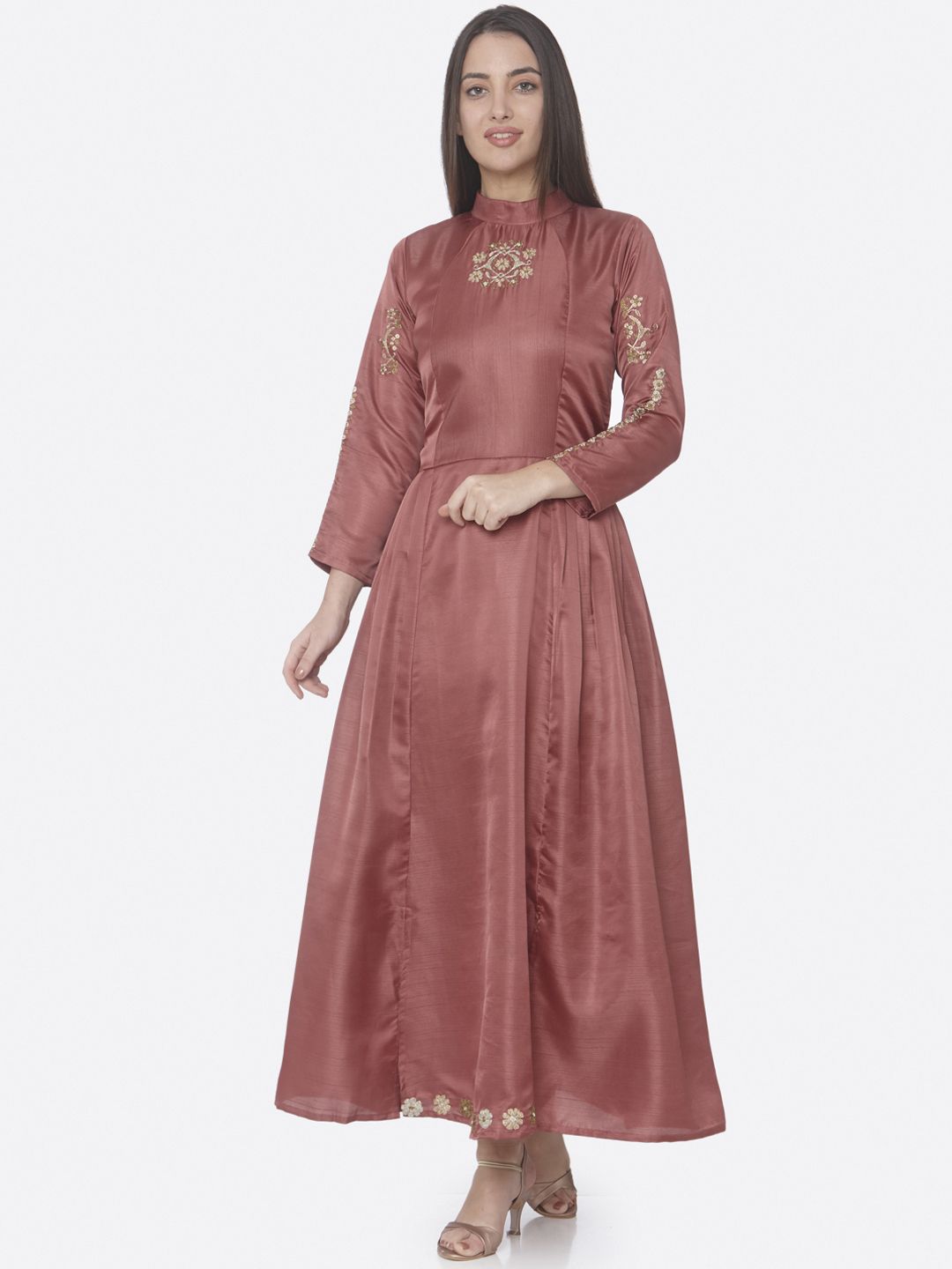 RAISIN Women Mauve Embellished Maxi Dress Price in India