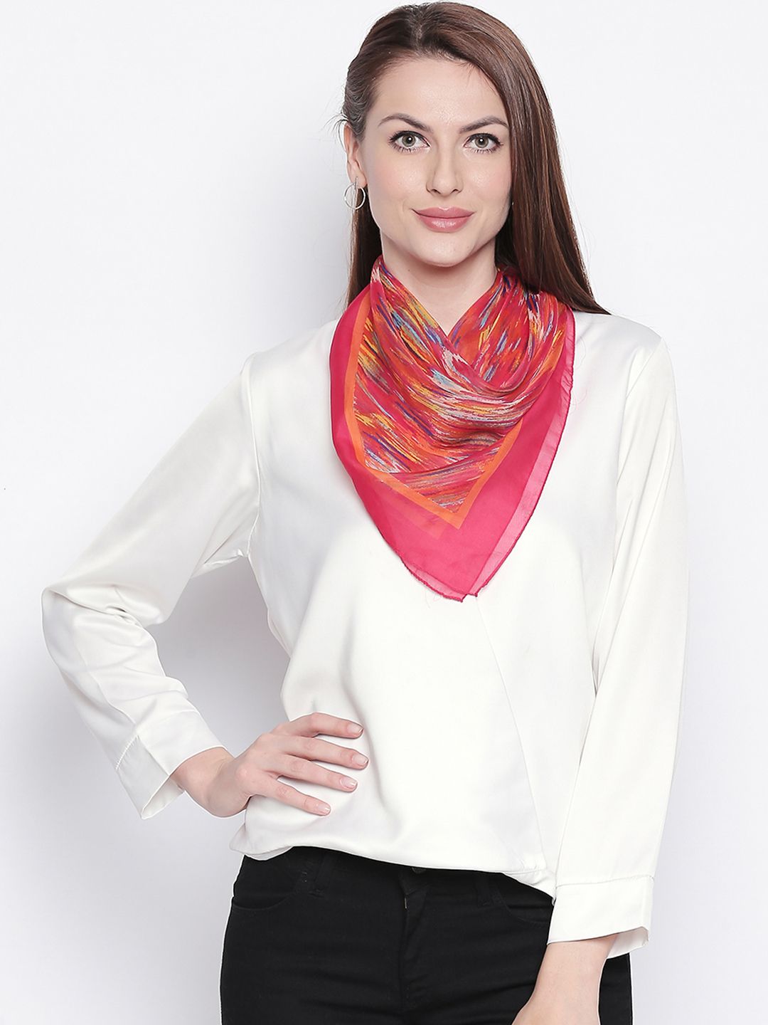 Style Quotient Women Pink & Orange Printed Scarf Price in India