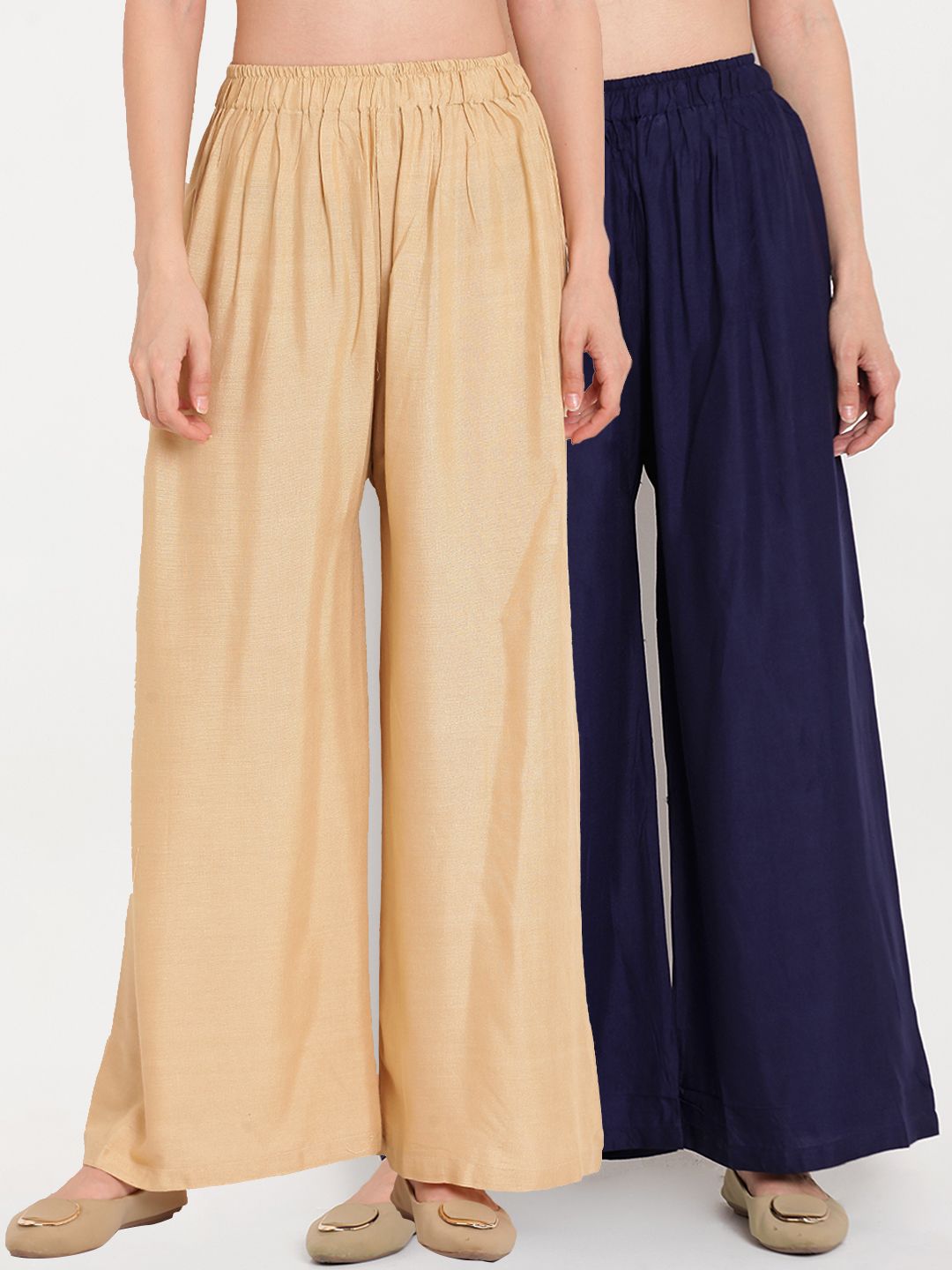 TAG 7 Women Pack of 2 Solid Flared Palazzos Price in India