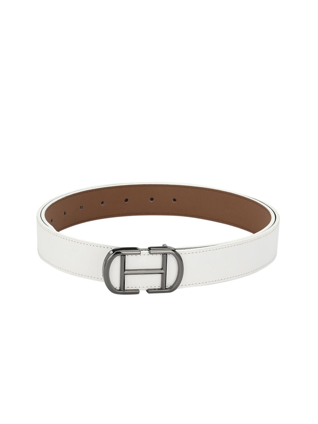 Calvadoss Women White Solid Leather Belt Price in India