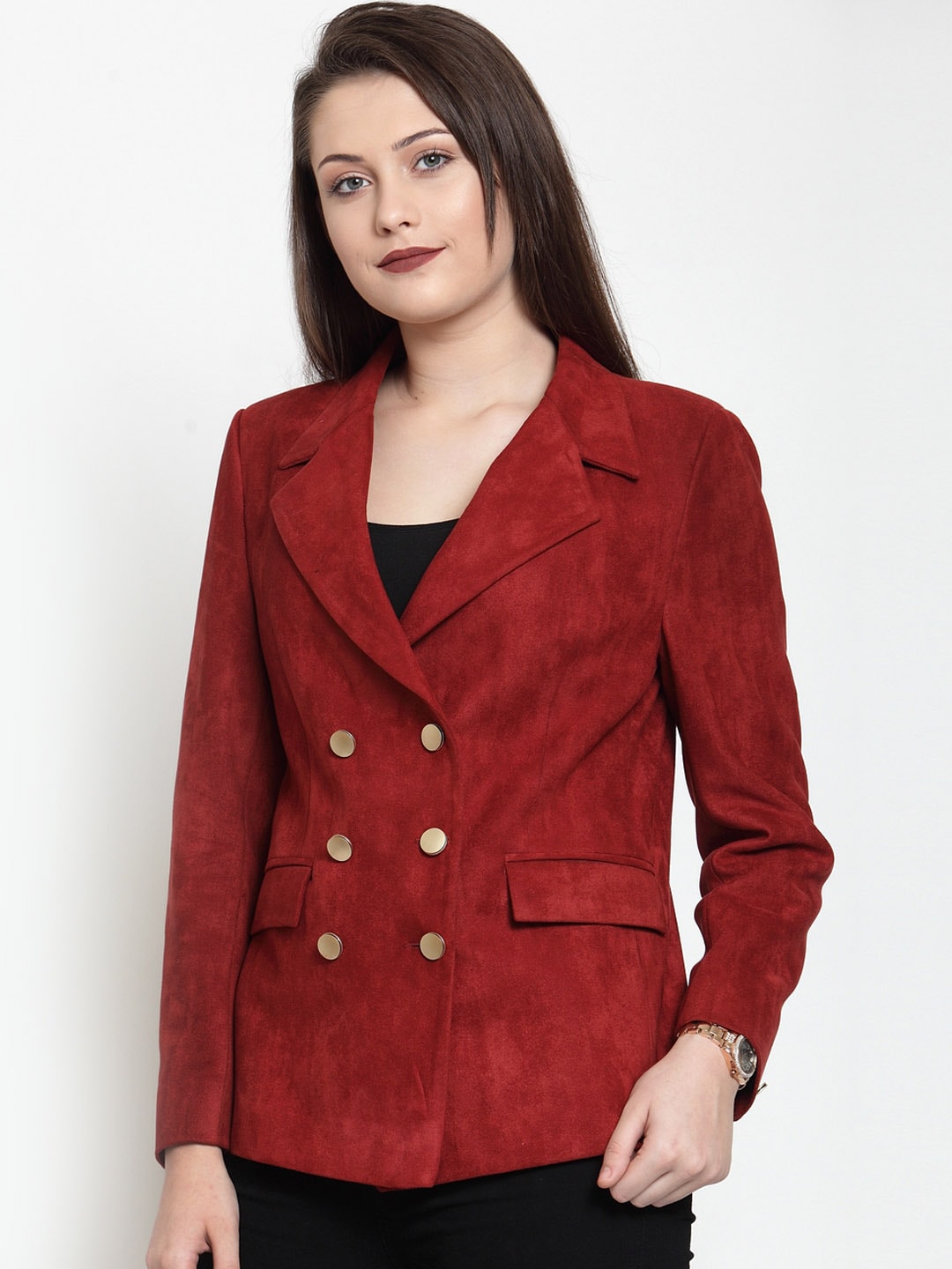 AUDSTRO Maroon Double Breasted Red Blazer Price in India