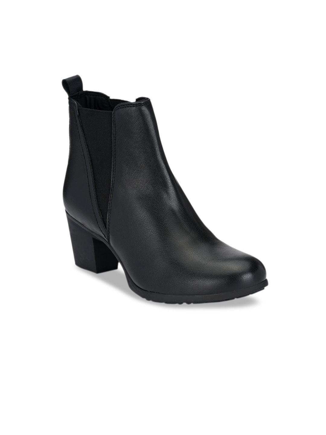 Delize Women Black Solid High-Top Heeled Chelsea Boots Price in India