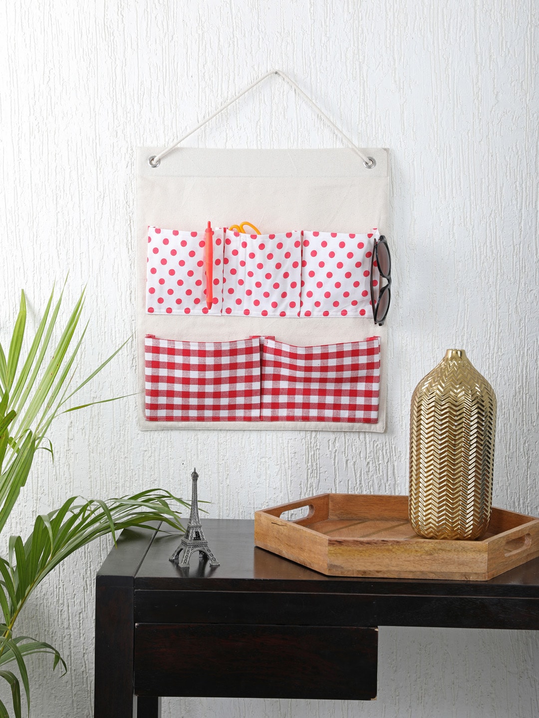 My Gift Booth Red & White Multi-Utility Wall Hanging Organiser Price in India