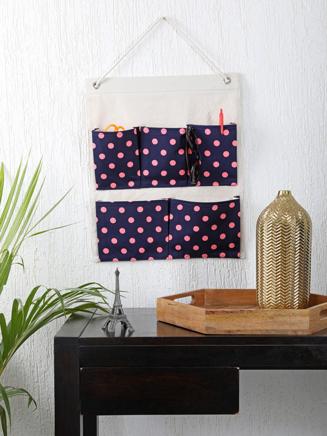 My Gift Booth Navy Blue & Pink Printed Multi-Utility Wall Hanging Organiser Price in India