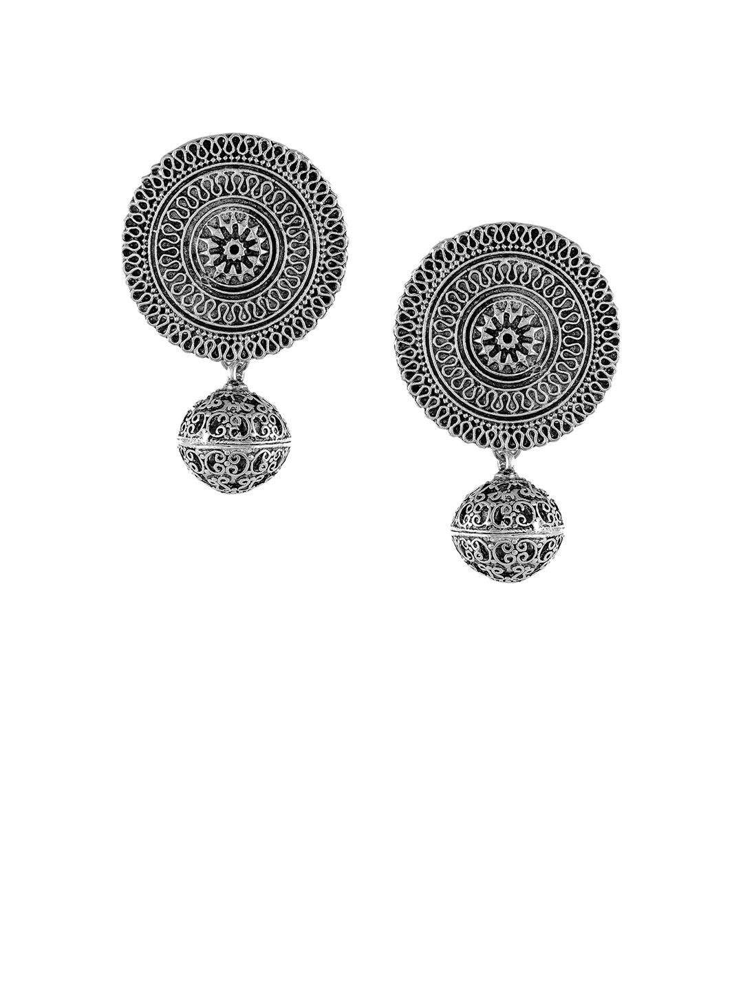 Silvermerc Designs Silver-Plated Oxidized Classic Drop Earrings Price in India