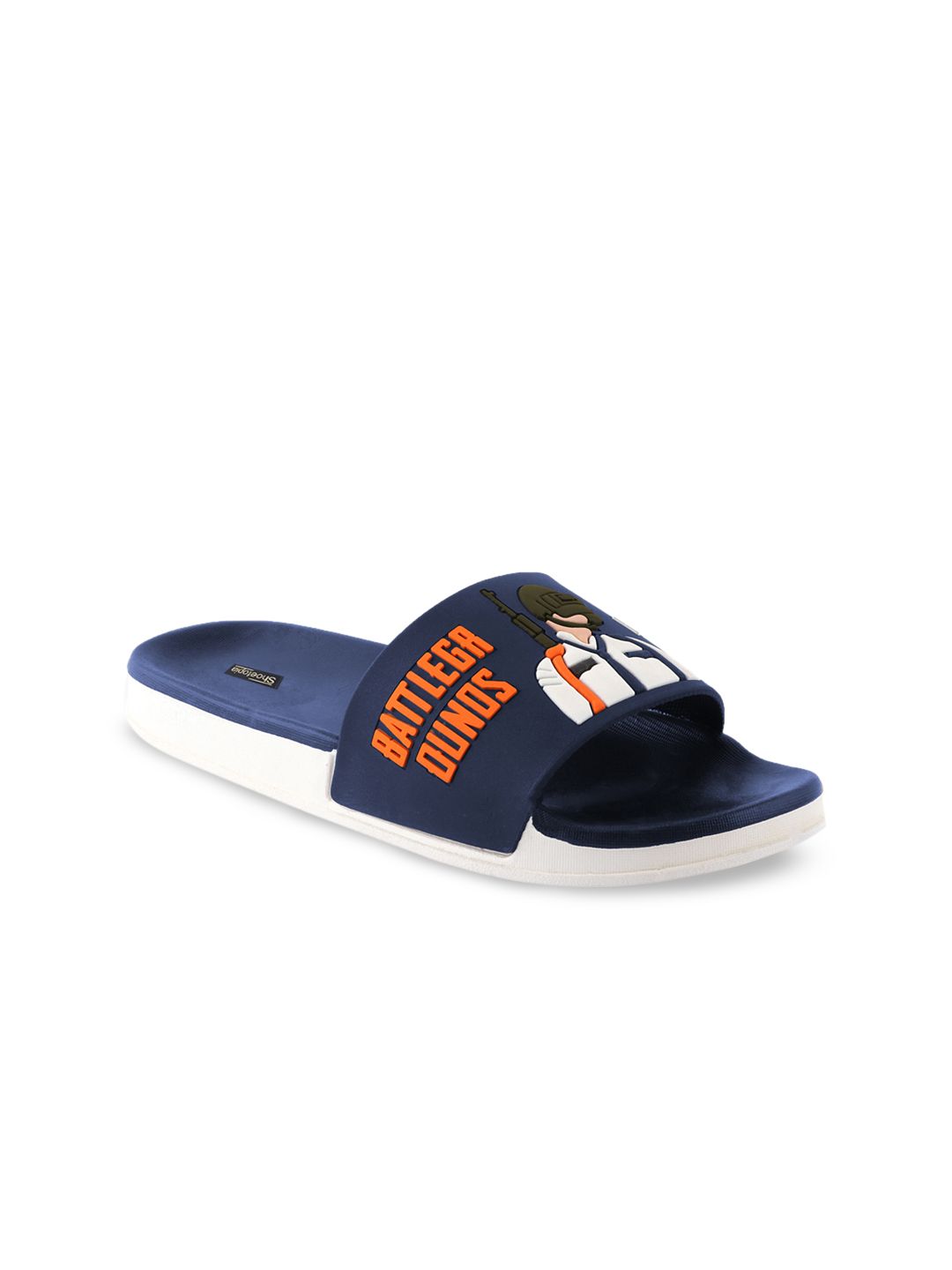 Shoetopia Women Blue Printed Sliders Price in India