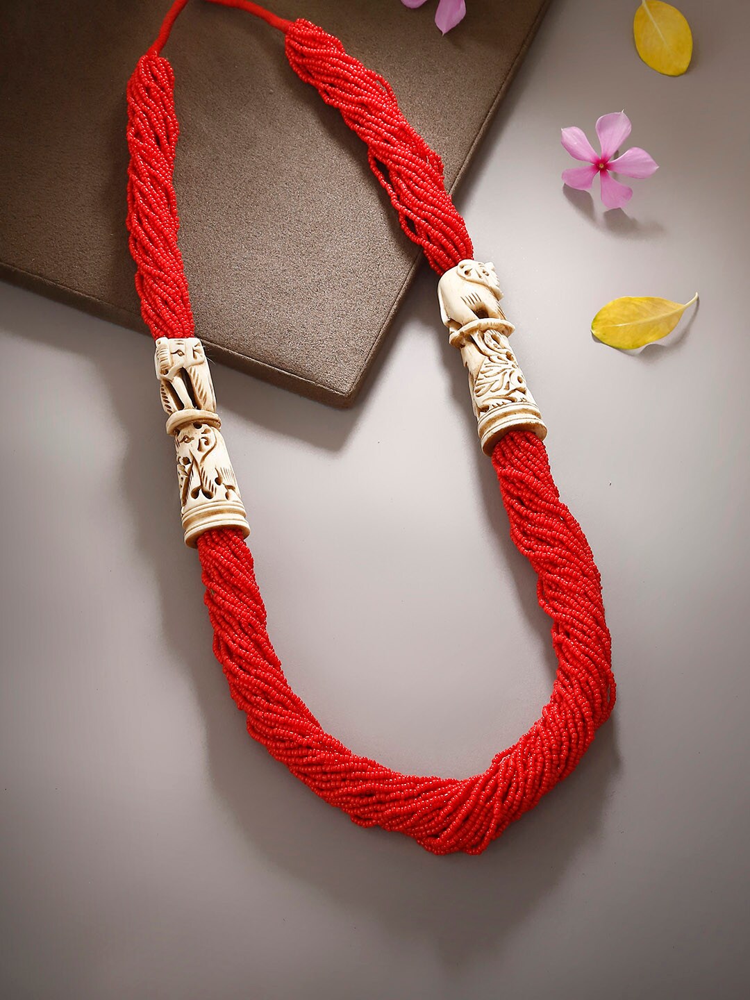 Bamboo Tree Jewels Red Metal Handcrafted Necklace Price in India