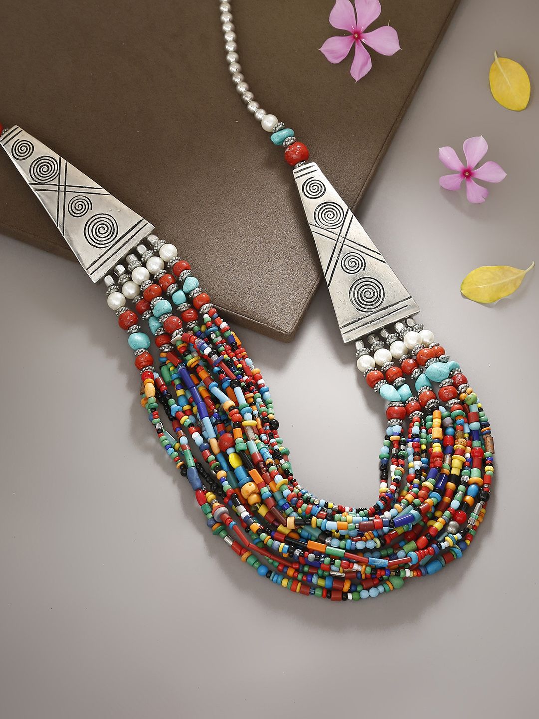 Bamboo Tree Multicoloured Beaded Multistrand Necklace Price in India