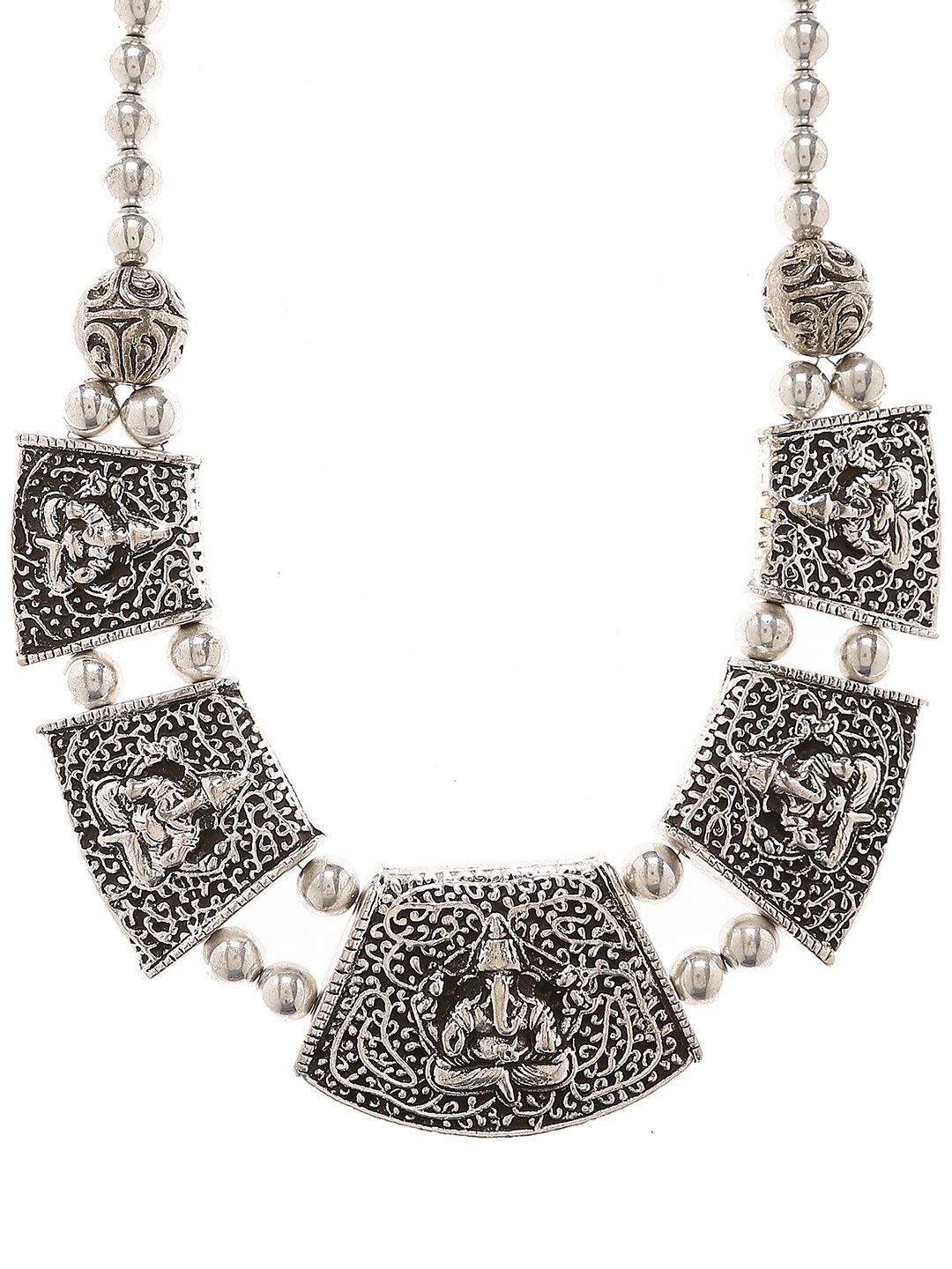 Bamboo Tree Silver-Toned Handcrafted Necklace Price in India