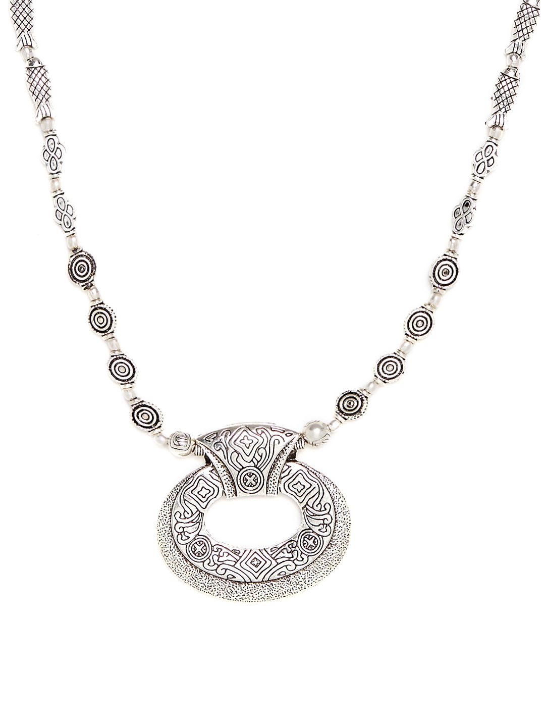 Bamboo Tree Jewels Oxidized Silver-Toned Handcrafted Necklace Price in India