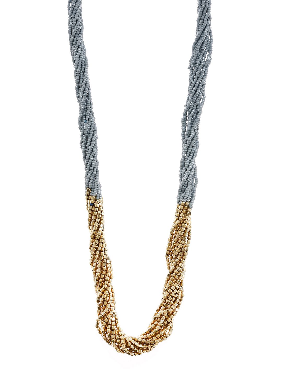 Bamboo Tree Jewels Grey & Gold-Toned Metal Handcrafted Necklace Price in India