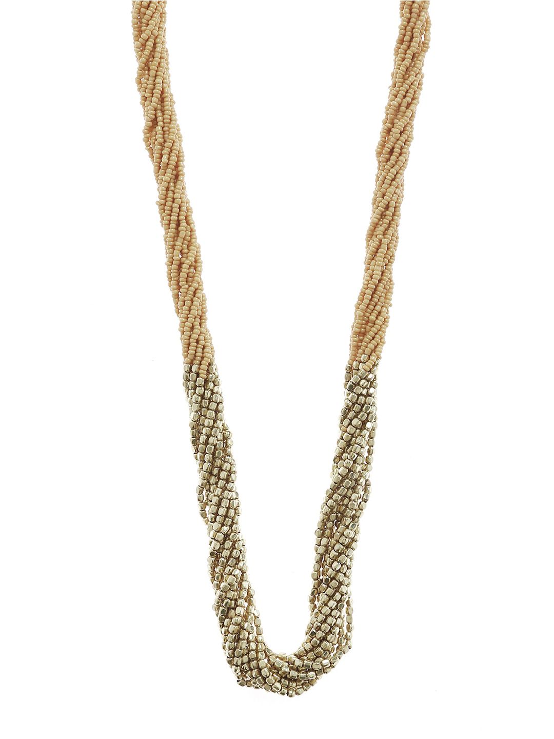 Bamboo Tree Jewels Beige & Gold-Toned Metal Handcrafted Necklace Price in India
