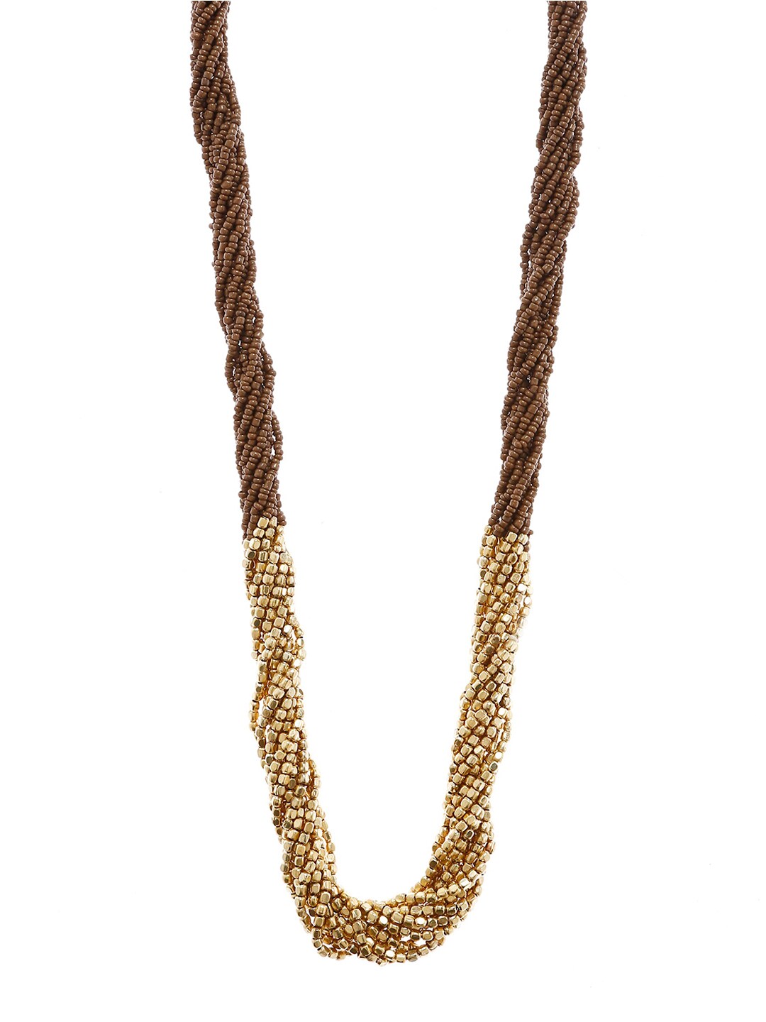 Bamboo Tree Jewels Brown & Gold-Toned Metal Handcrafted Necklace Price in India