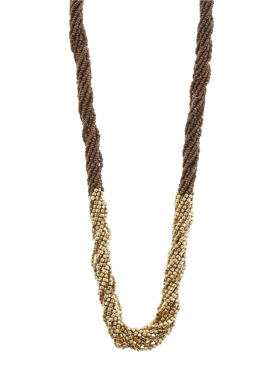 Bamboo Tree Jewels Brown & Gold-Toned Metal Handcrafted Necklace Price in India